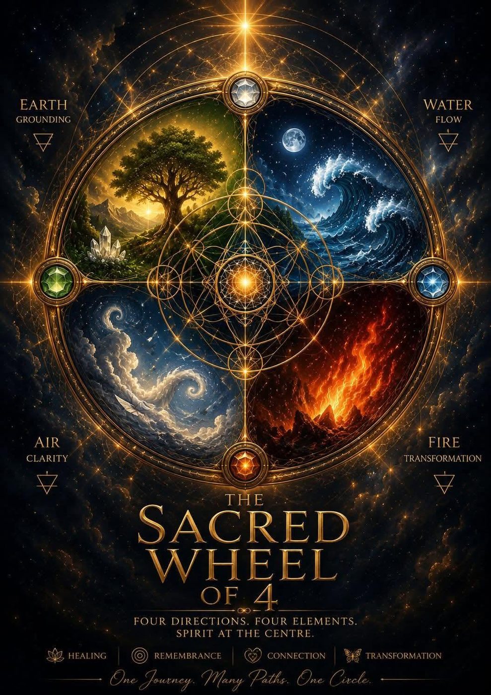 The Sacred Wheel of 4 — four elements, one circle